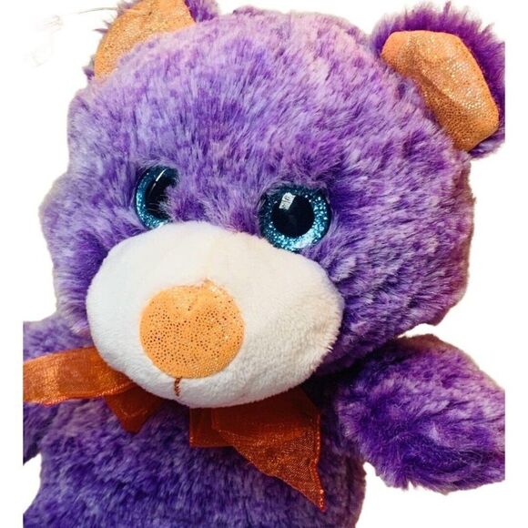 Hug Fun Purple Teddy Bear Soft Plush Blue Glitter Eyes Stuffed Animal Doll 9" - Picture 2 of 7
